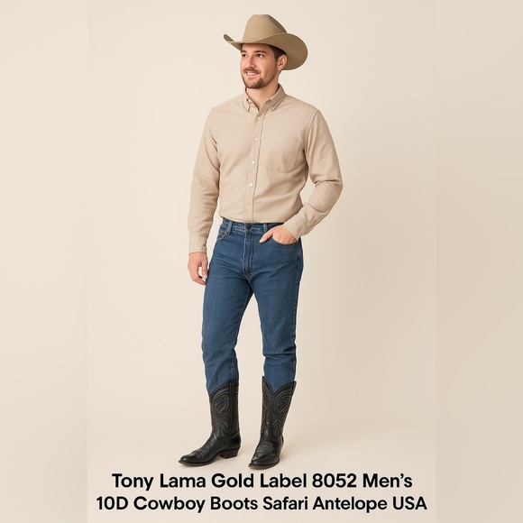 Tony Lama Other - Tony Lama 6238 Men’s 10B Black Leather Cowboy Boots Made in USA Western